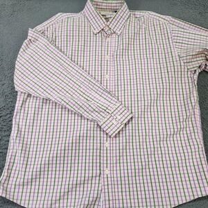 Burberry London Shirt Mens XL Pink Check Long Sleeve Button Front Made USA
